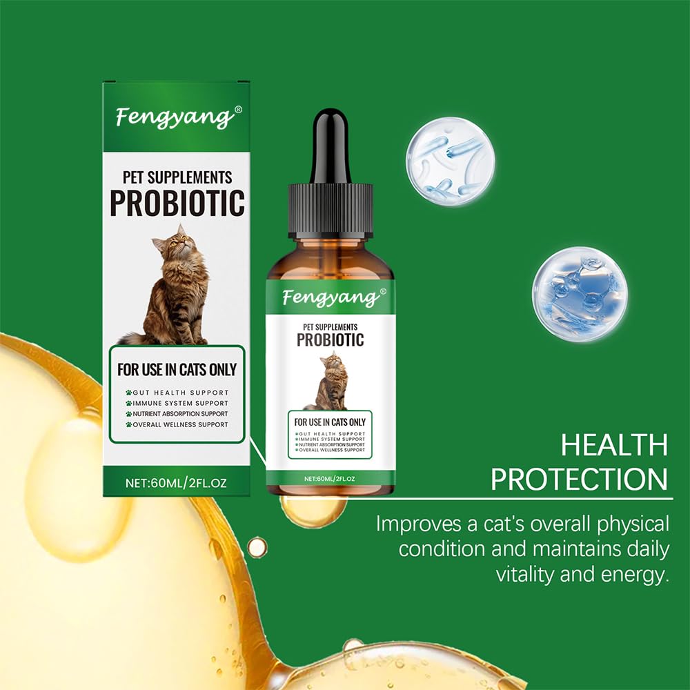 Fengyang® Gouttes Probiotiques pour Chats, Constipation Reltf pour Chats, Soulagement Doux De La Constipation, pour Une Digestion Saine