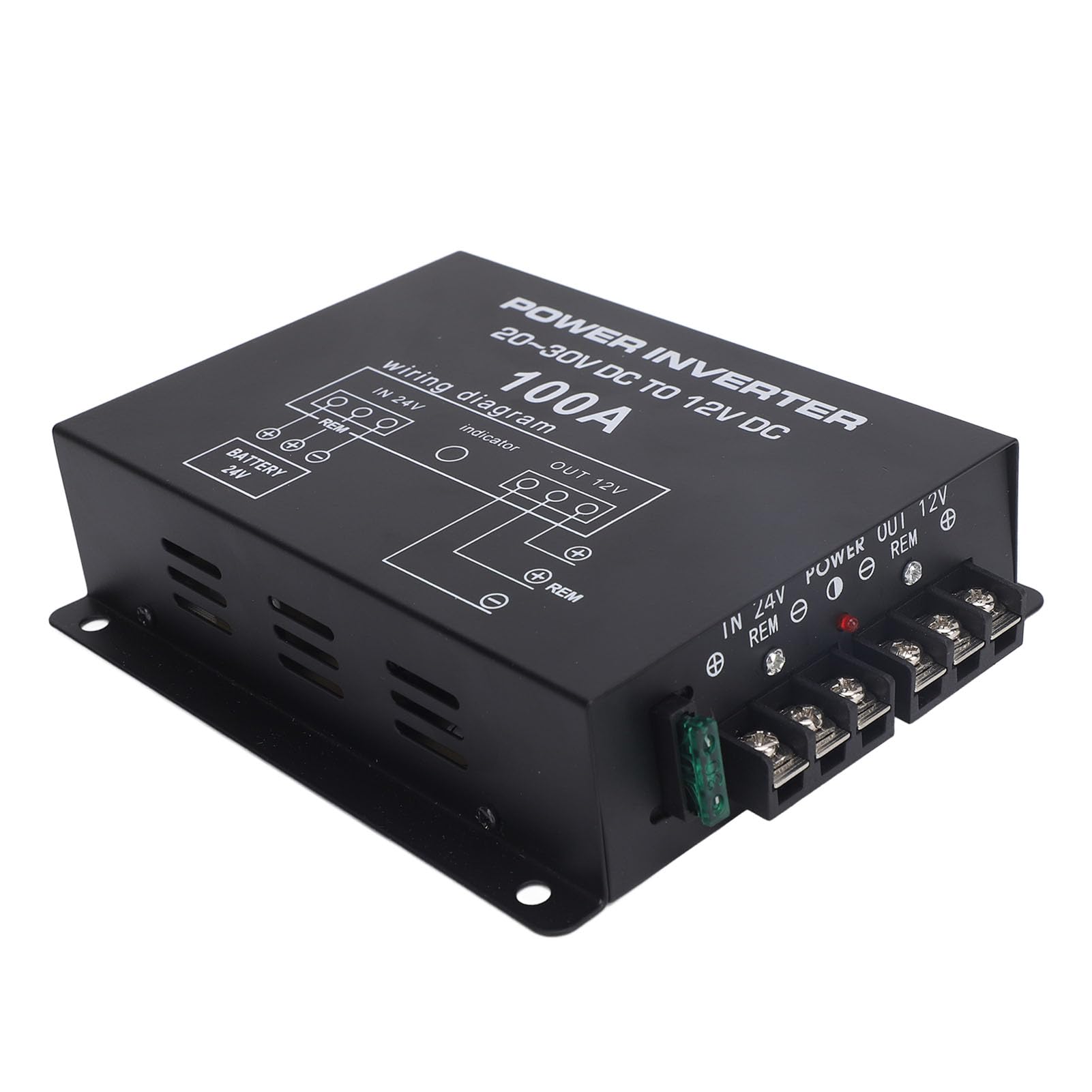 Akozon Convertidor Reductor de Voltaje Reductor de 24V a 12V con Control de Temperatura para Automóviles, Camiones, SUV (100A)