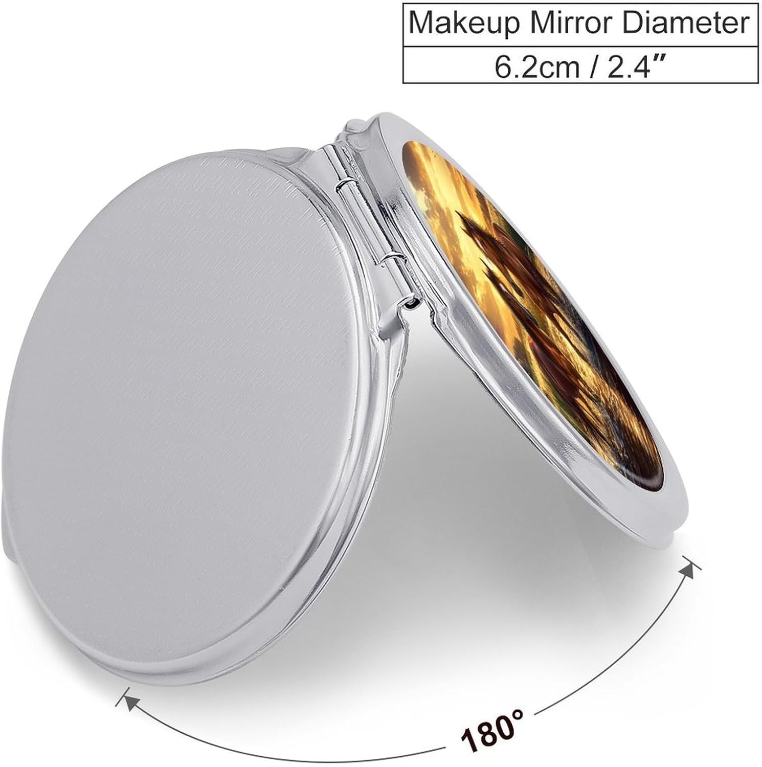Horse Lake Sunset Compact Makeup Mirror Mini Foldable Cosmetic Mirror Portable Travel Mirror for Purse Pocket