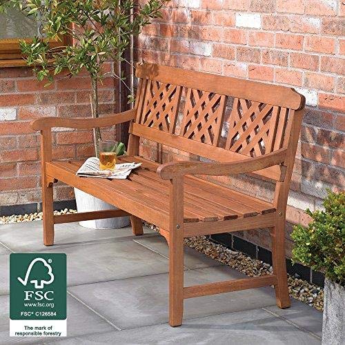 Wido 3 Seater Fence Garden Bench with Diagonal Slotted Back Design