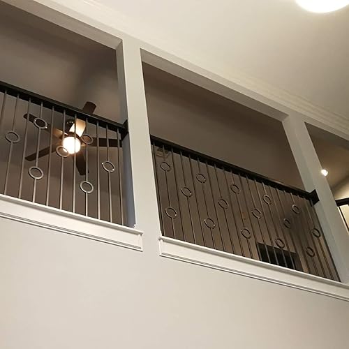 Miniatura 5 de Balaustres contemporáneos de hierro para escaleras de dos anillos (paquete de 10 contratistas) modernos huecos de doble anillo circulares de metal