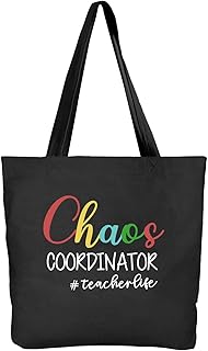 Ugiftcorner Teacher Tote Bag Teacher Gifts for Women Men Teacher Appreciation Gifts Christmas Graduation Valentines Day Birthday Thank You Gifts for Teacher Bag Canvas Cotton Bag with Pocket Black