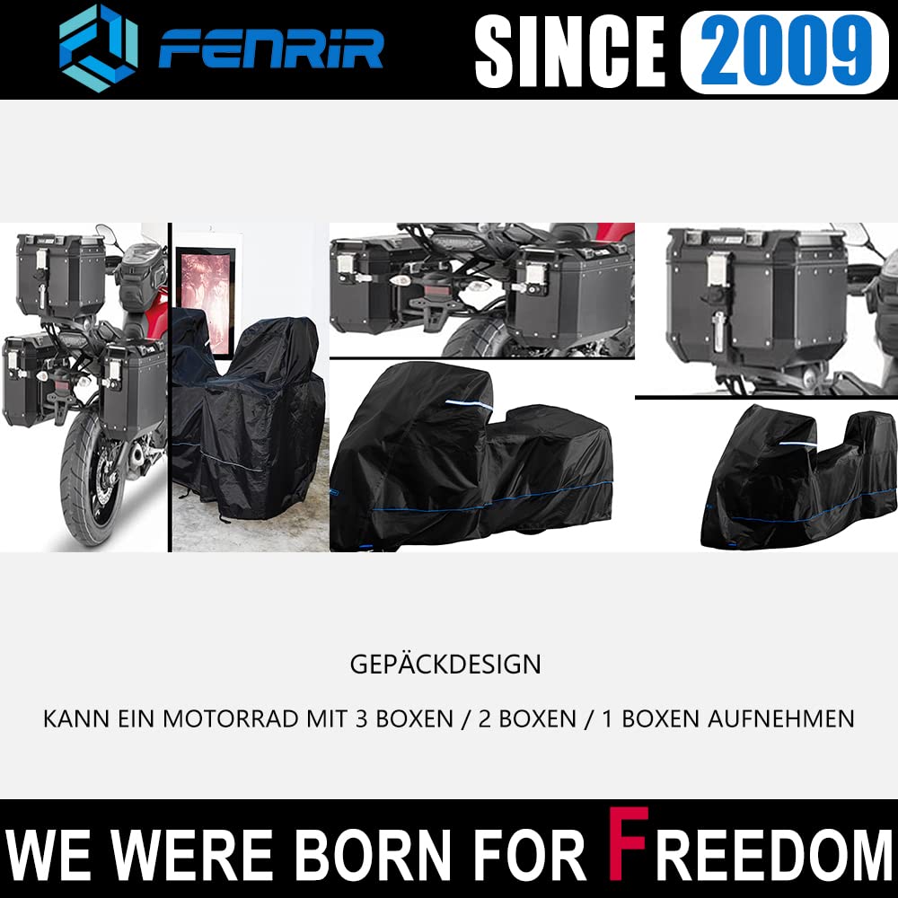 FENRIR 420DOxford-Stoff Motorrad abdeckplane motorradabdeckungen Outdoor wasserdicht motorradgarage motoradabdeckhaube lackschonend hitzebeständig Lüftungsdesign Oben Kasten Adventure Tour Roller