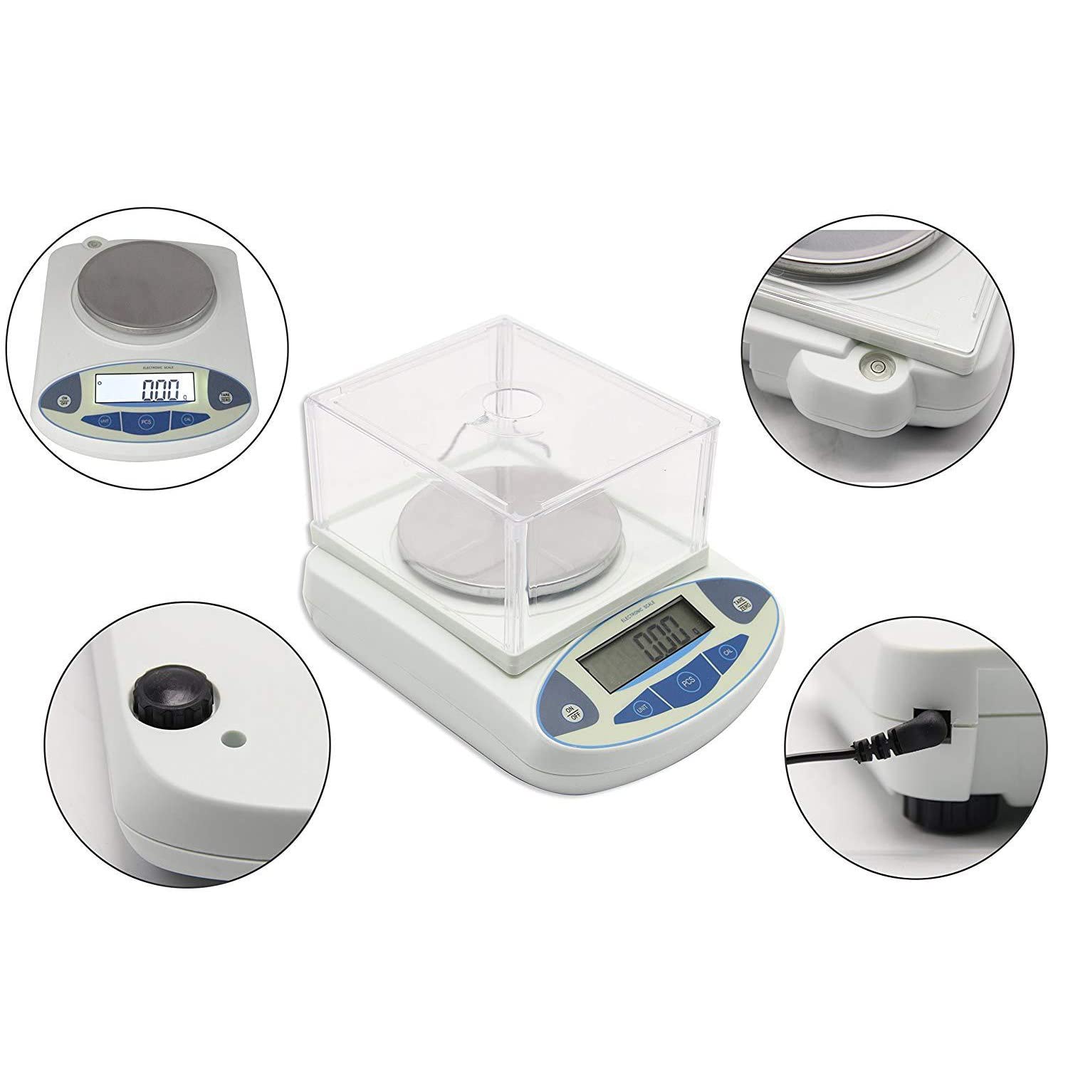 Kuchenna cyfrowa waga do pieczenia, elektroniczna waga do żywności, 100-500 g/0,01 g Precyzyjna waga laboratoryjna Analityczna waga laboratoryjna Wyświetlacz LCD Wagi przemysłowe z wagami liczącymi