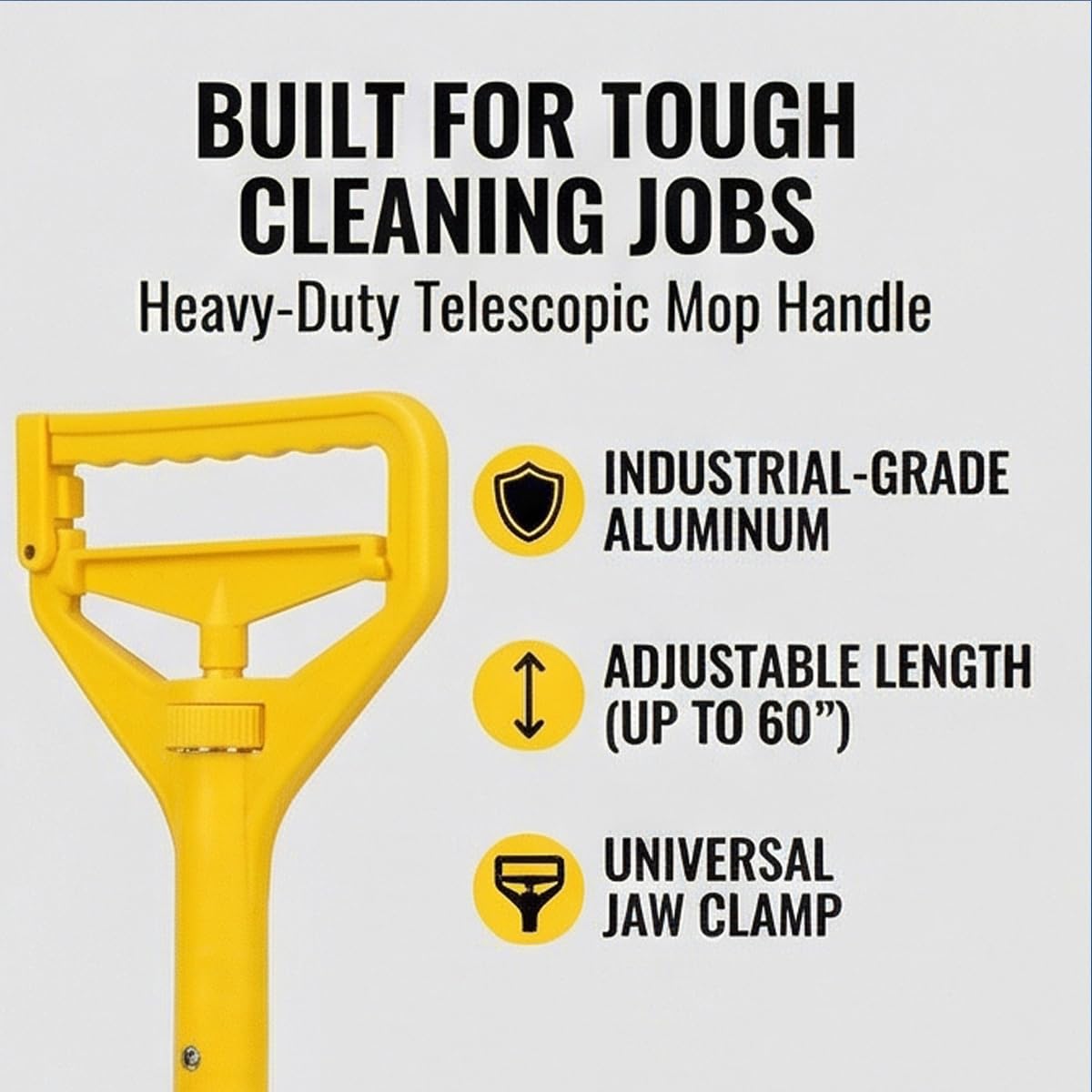 Mango de fregona comercial resistente de 58 pulgadas, soporte industrial para limpieza profesional de suelos, amarillo (amarillo 1 + fregona)