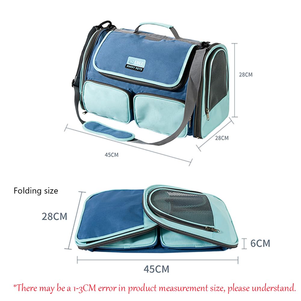 Transportin Gato Perro Pequeño, Bolsa Transporte Mascotas Transportin Gato Plegable Transpirable Duradera Bolsa de Transporte para Cachorros y Gatitos, Viaje, Paseo (45x28x28cm,Gris)