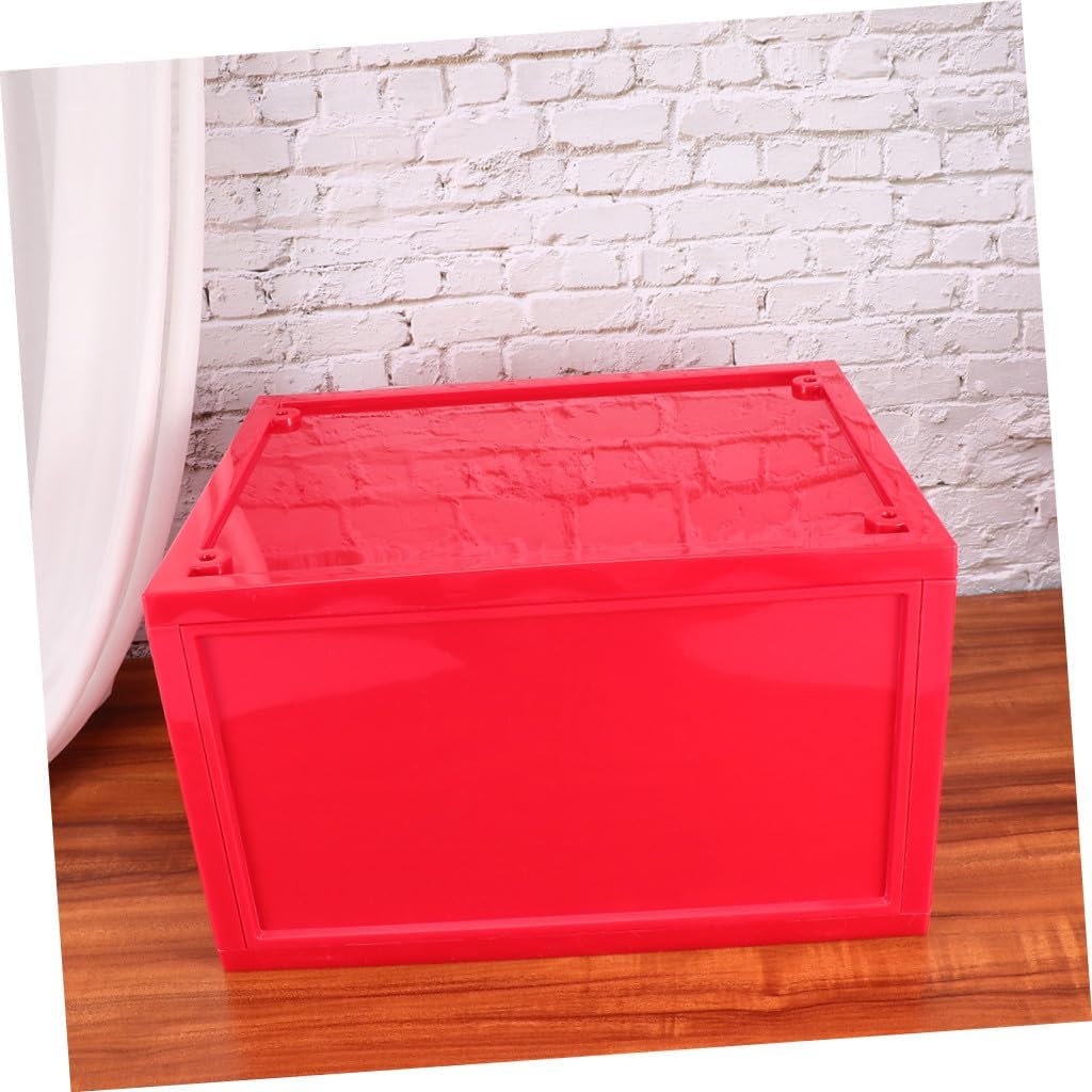 Cabilock 1pc Magnetic Shoe Box Dustproof Transparent Organizer for High Heels Sneakers Boots Side Open Display Storage Container Red Easy Access Stylish Design