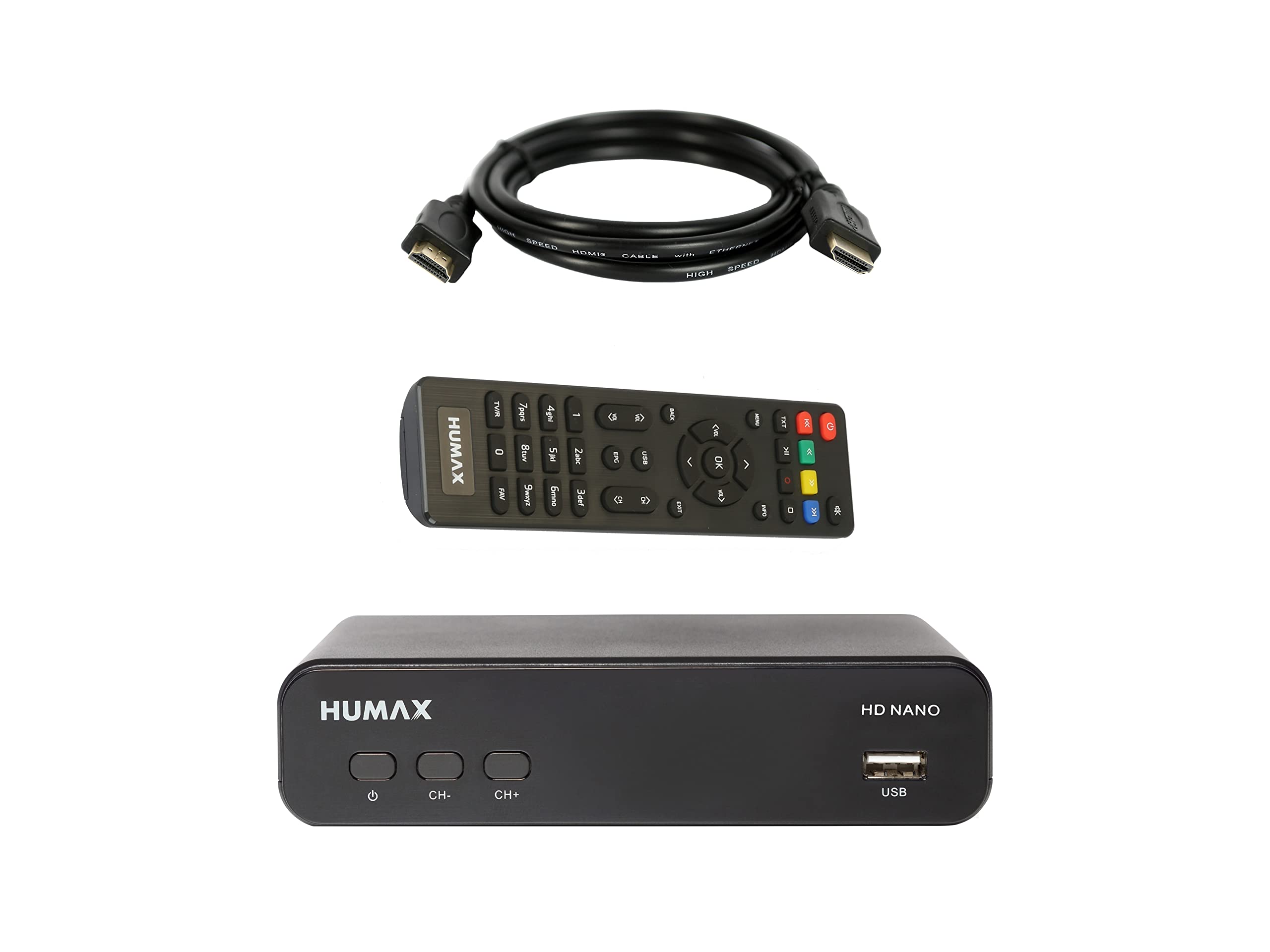 Humax HD Nano cyfrowy odbiornik satelitarny 1080p HDTV Astra fabrycznie zainstalowany HDMI, SCART, DVB-S/S2 12 V zasilacz sieciowy