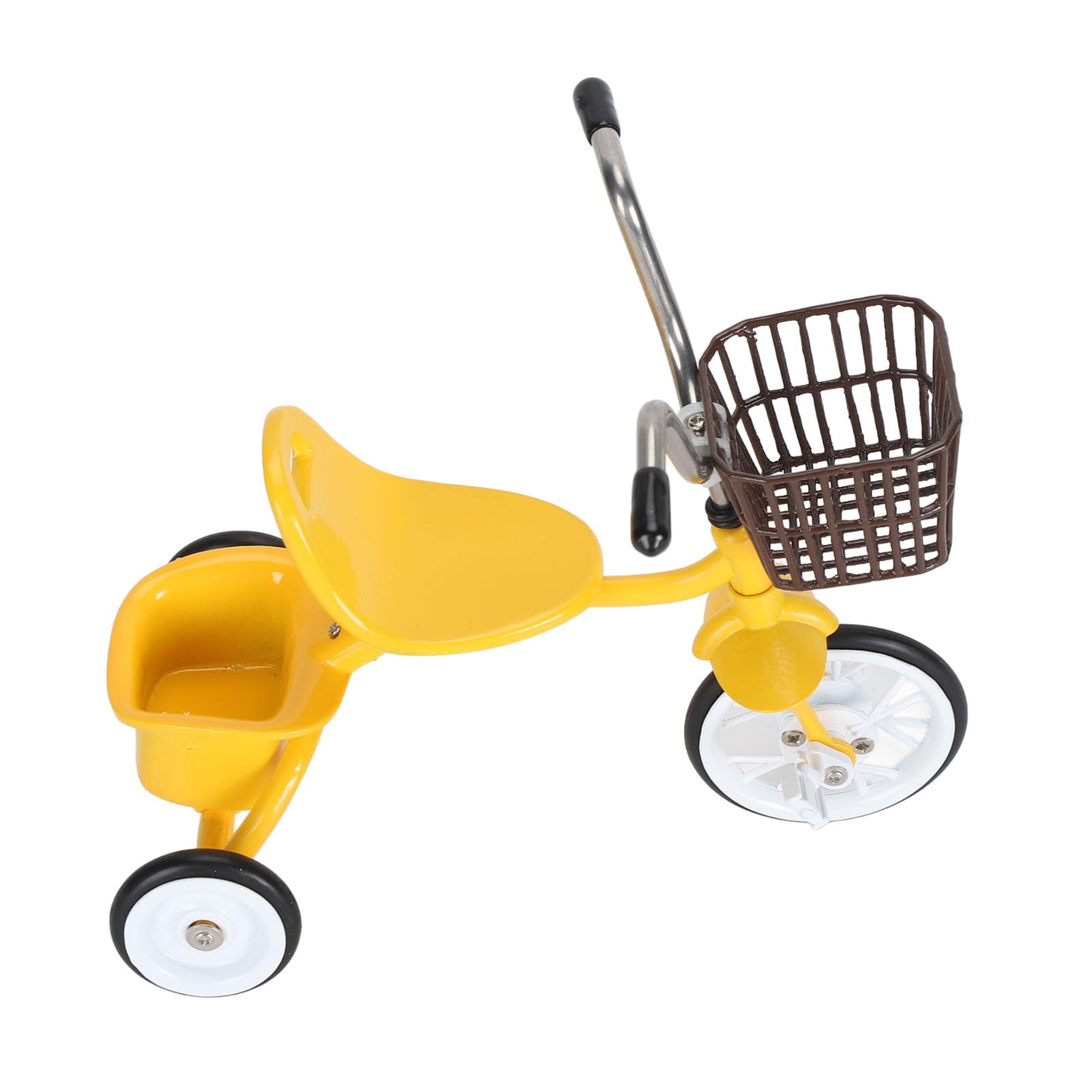 Tricycle Toy, Miniature Metal Tricycle Model Lifelike Decorative Iron Alloy Rubber Exquisite for Tabletop for Cafe (Yellow)