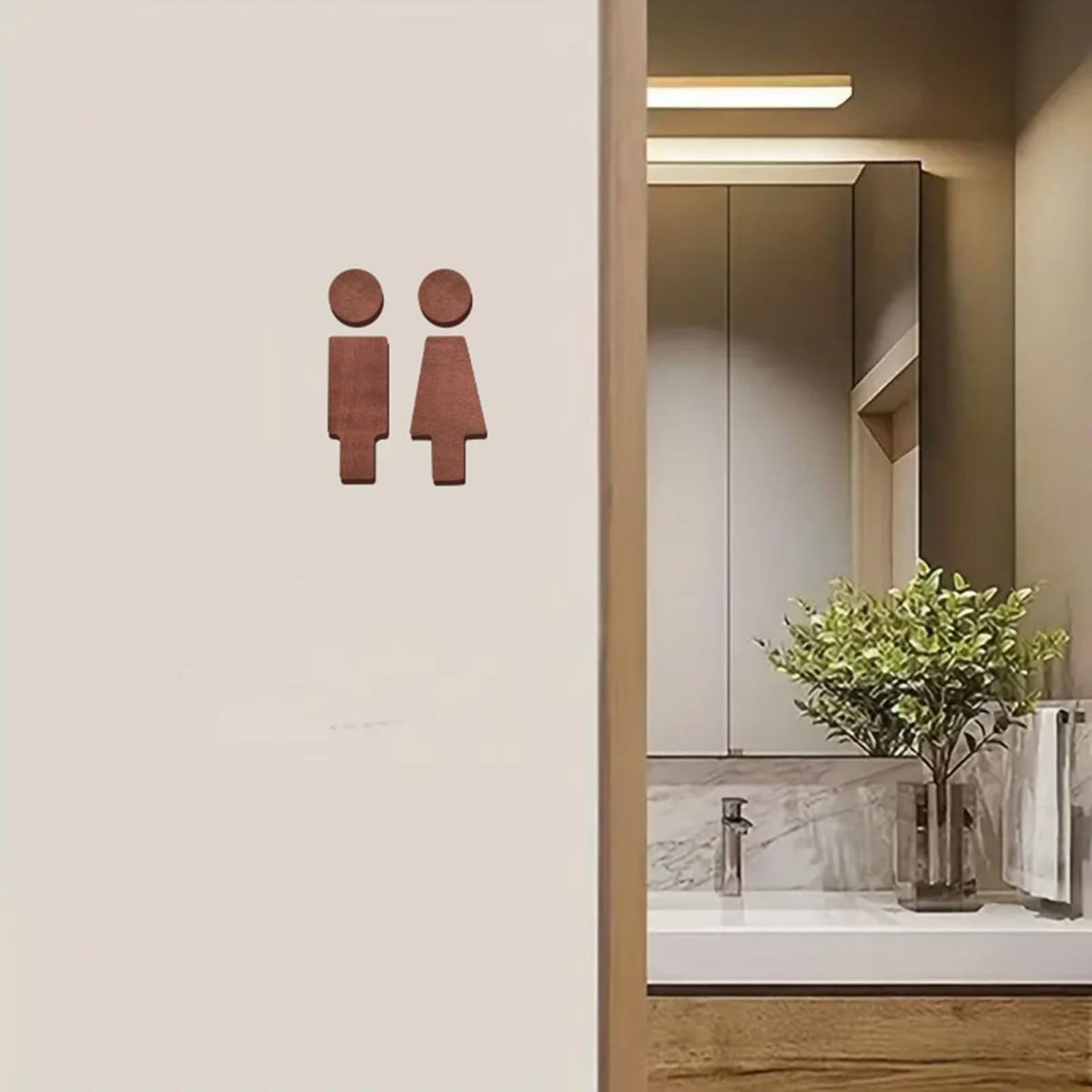 del bagno in legno - Segnale di toilette moderna, marcatore della porta WC facile, placca gabinetto resistente, elegante indicatore | Pratico per lavoro, hotel, negoz