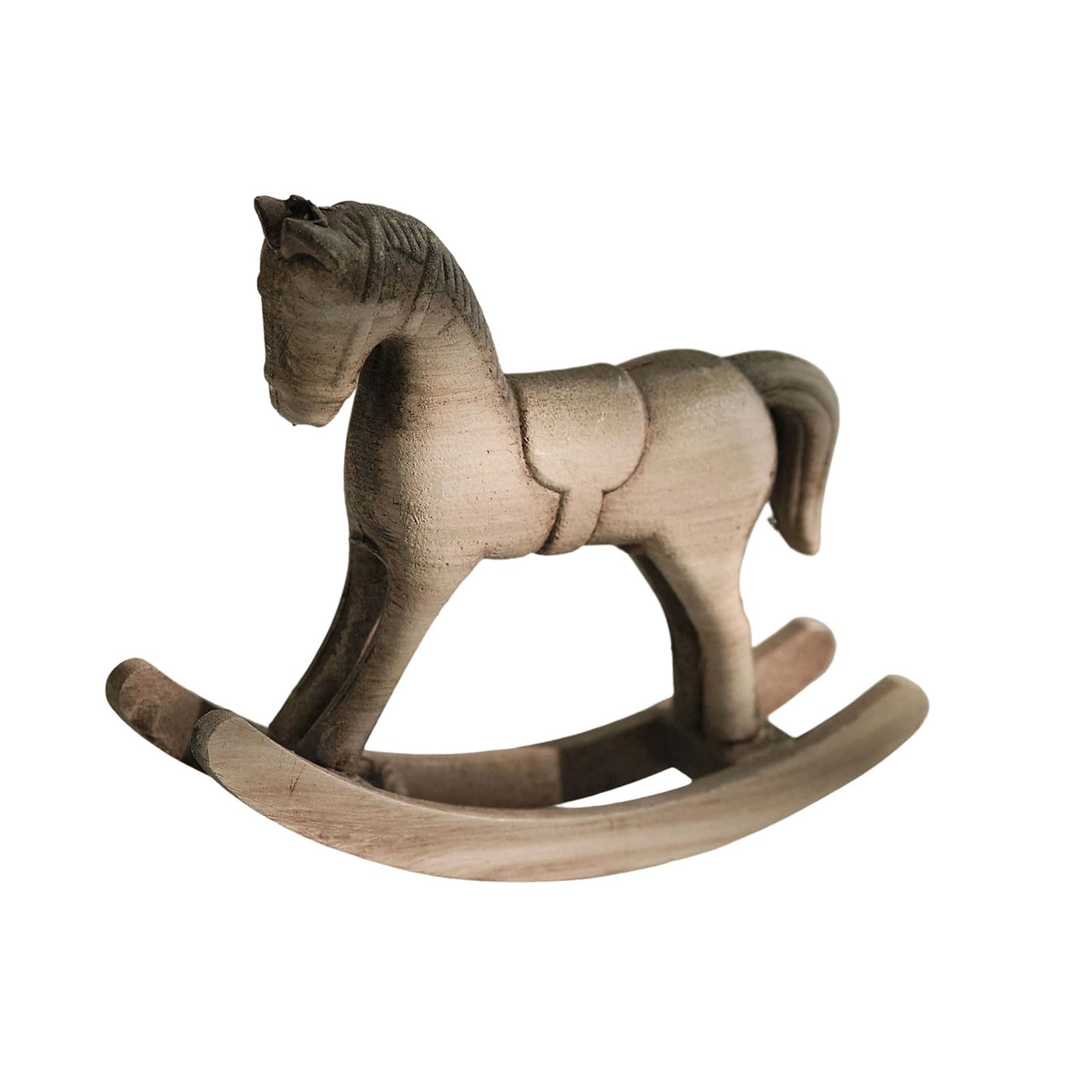 Zbiianxer A Scandinavian Rocking Horse Wood Carving Miniature Statue Elegant Shelf Decors For Living Room Interior Styling Small Wooden Rocking Horse