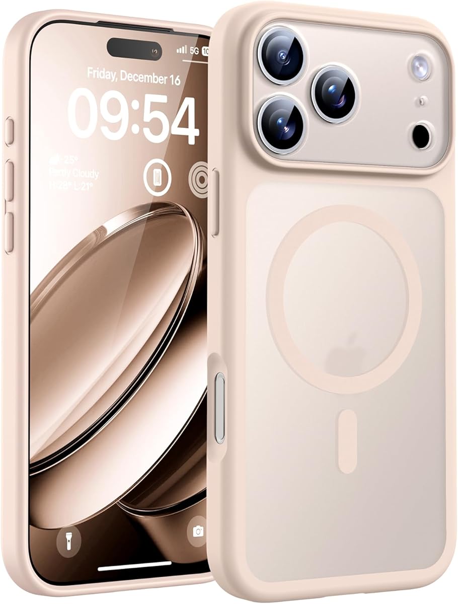 TOCOL for iPhone 17 Pro Case, Full Camera Protection, Built-in Magnetic Ring, Compatible with Magsafe, Drop Protection, Translucent Matte Phone Case for iPhone 17 Pro 6.3 inch (Desert)