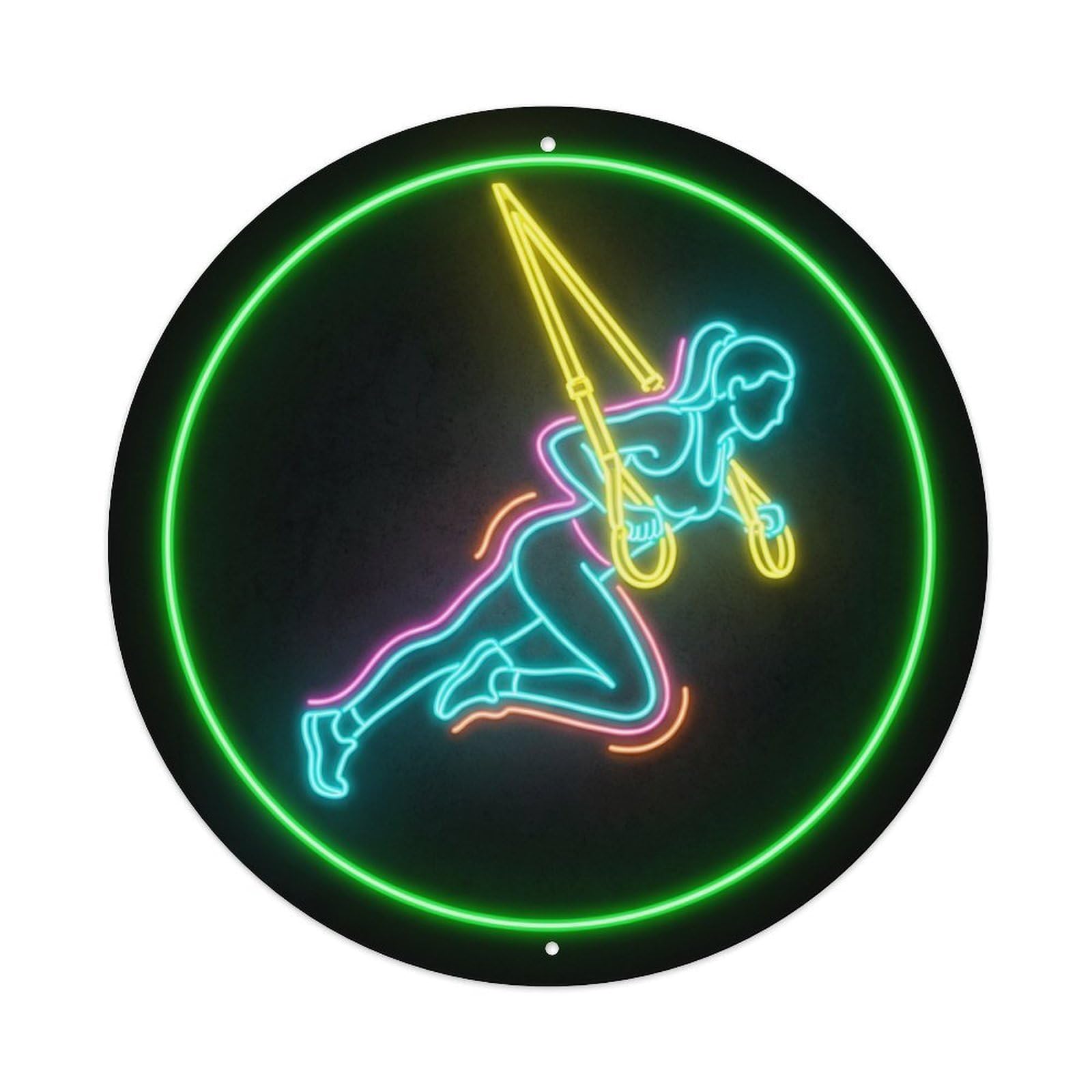 Vintage Faux Neon Gym Retro Bodybuilding Functional Metal Tin Sign