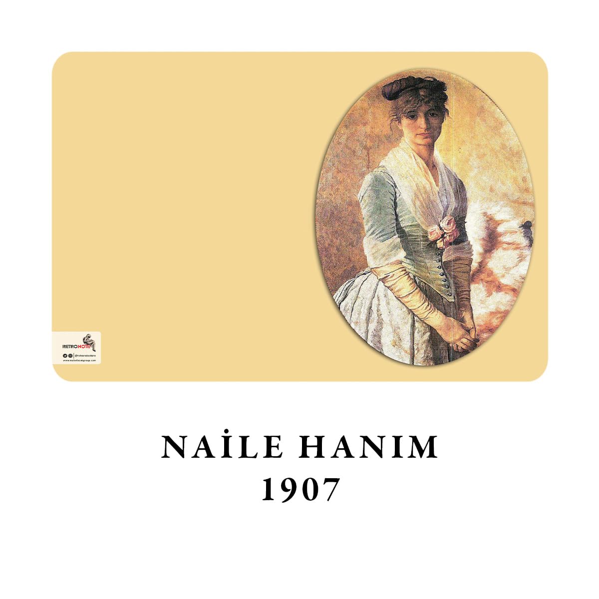 Retronote Istanbul Misses' Series I - A6, Osman Hamdi Bey 4 zestaw notatników I, bez podszewki, łącznie 192 stron, po 48 stron, szwy druciane, elastyczna okładka, owalna krawędź, tekstura płótna, 60