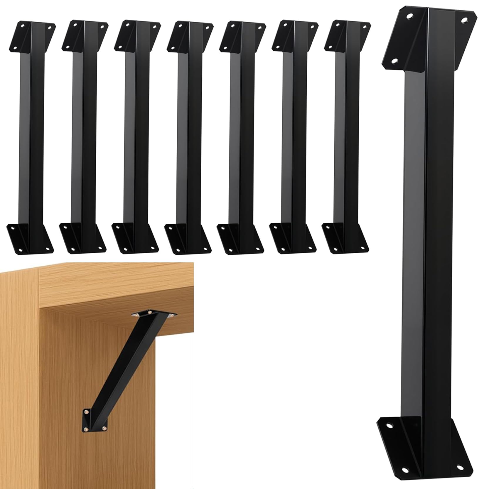 GOUZIBHD 45 Degree Angle Support Bracket for Gazebos Terraces Cabins Porch Patios, Black 8PCS 45 Degree Corner Brace, Metal Roof Riser Beam Bracket Pergola Kit