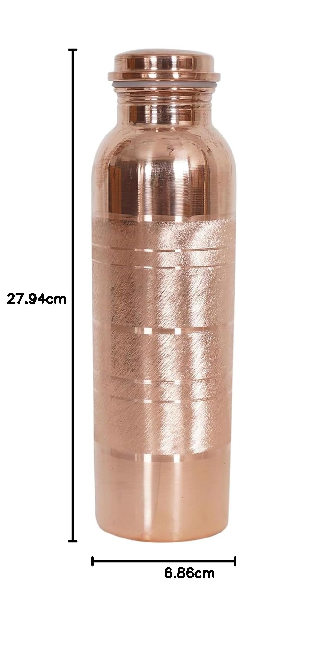 Wasserflasche aus reinem Kupfer, 1000 ml, Wasserflasche mit Deckel, ayurvedische Kupferwasserflasche, Kupferwassergefäß, auslaufsicher