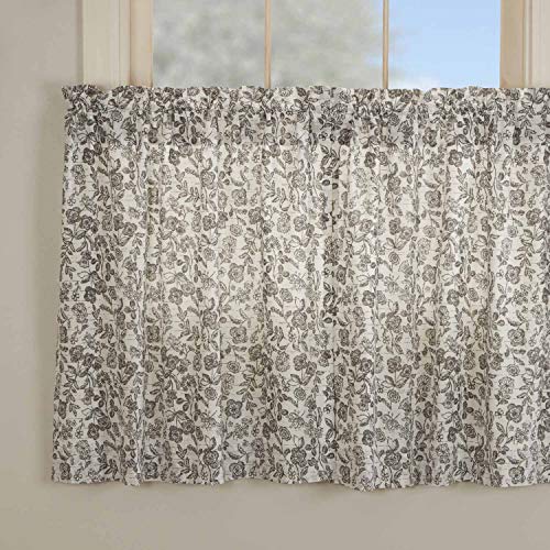 Gray Gables Floral Tier Curtains, Set of 2, 36" Long,