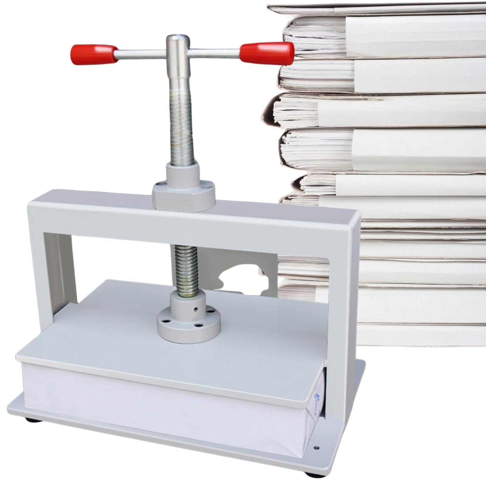 Prensa para Encuadernación, Reparación de Libros y Manualidades A3 | Cuerpo Robusto de Acero Macizo (150 mm de Grosor) con Mecanismo de Husillo para Alisar Papel y Encuadernar