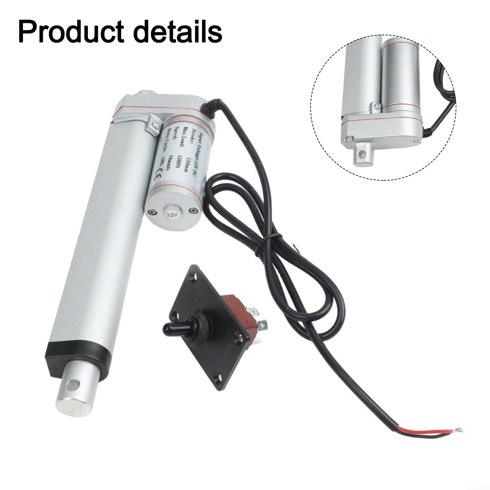 Actuador lineal de 12 V, 6 pulgadas, 330 libras, motor silencioso de 12 V