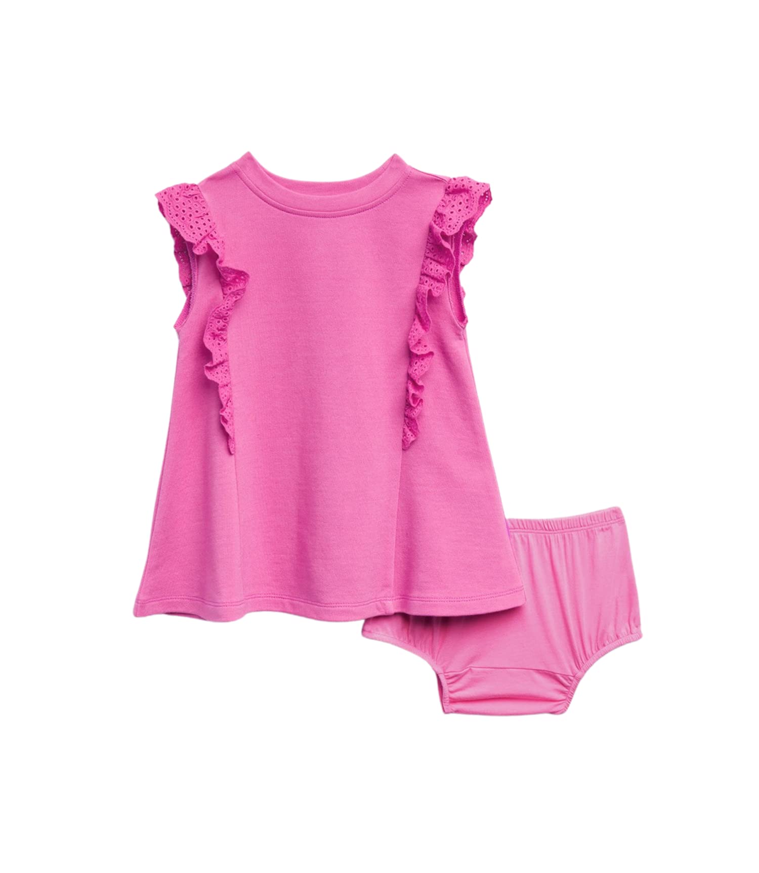 SplendidBaby Girls' Eyelet Trimed Dress, Taffy, 3 Months