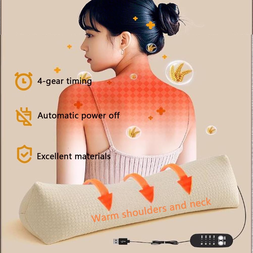 Regulowane poduszki pod szyję z gryki, poduszka grzewcza do kręgosłupa szyjnego, ergonomiczne wsparcie, prezent na Dzień Ojca/Dzień Matki/Boże Narodzenie,Beige hot compress style