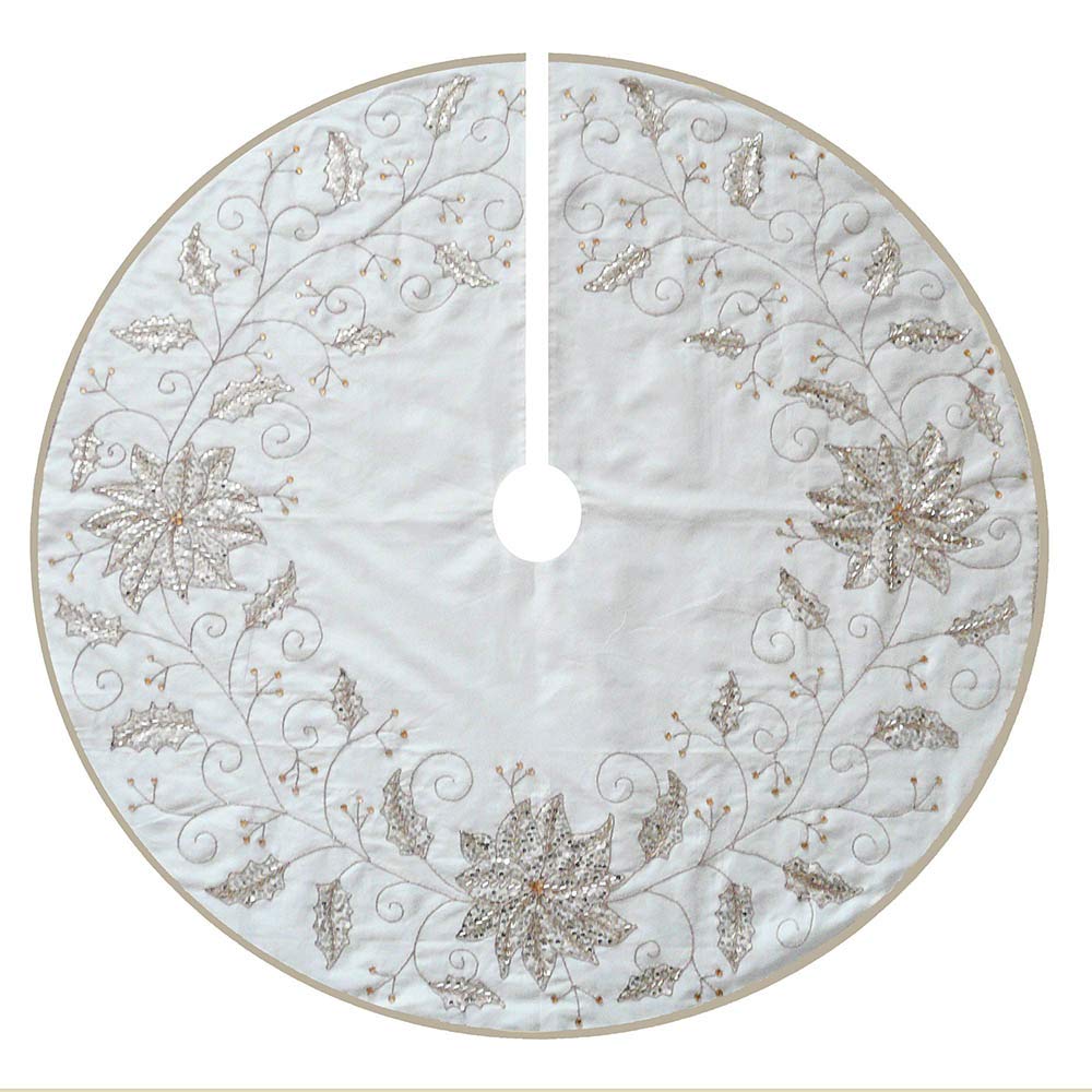 Kurt Adler 54-Inch Ivory Holly Tree Skirt