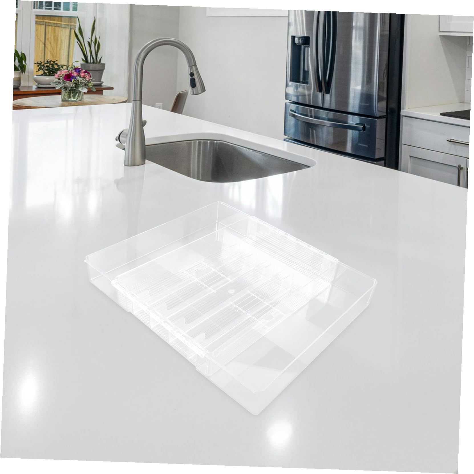 BESTYASH Organizer Praktischen Besteckschubladen Erweiterbarer Acryl mit Bruchfest Mehreren Fächern Langlebig zur Aufbewahrung von Küche Bad und Büro Gabeln und Clips