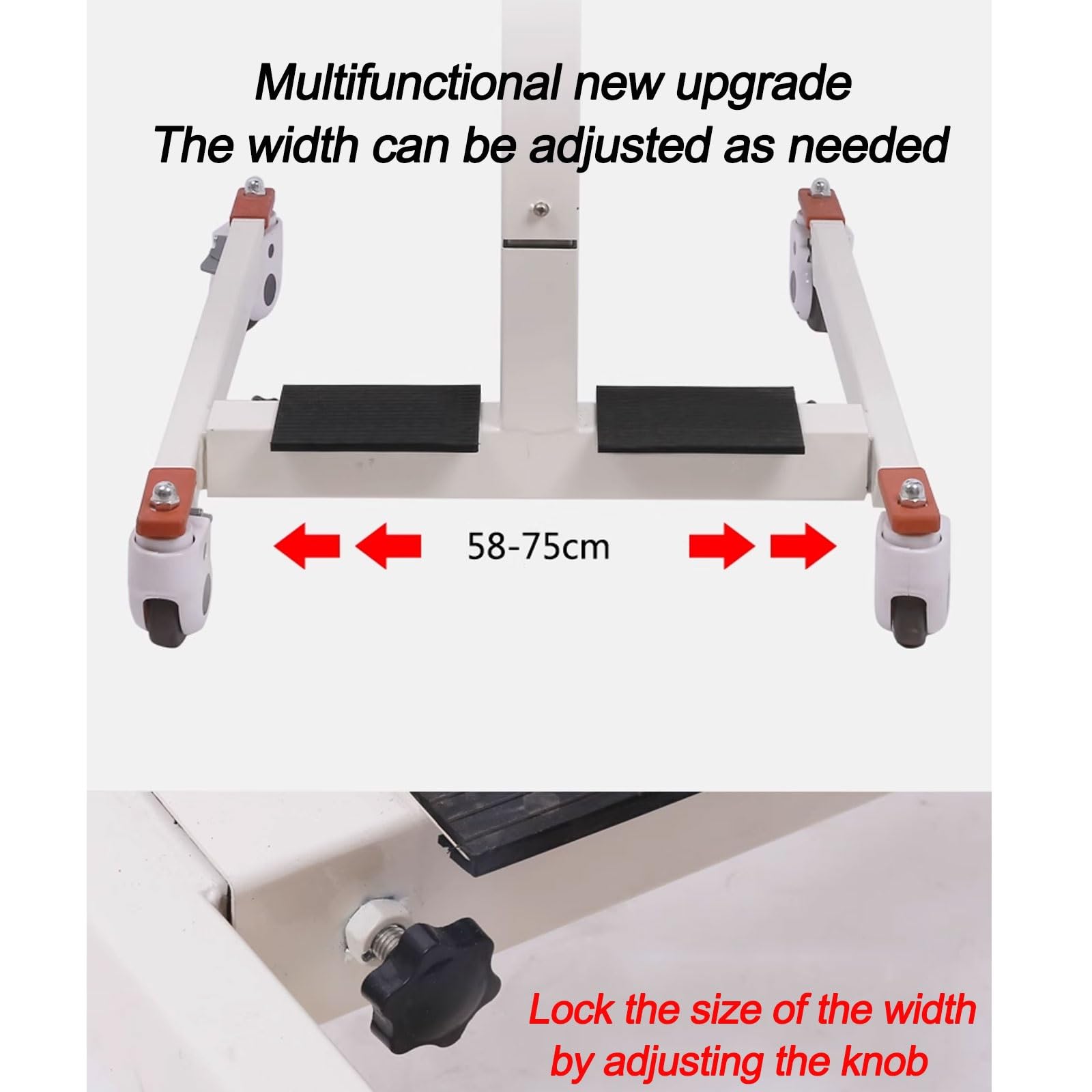 Silla de Traslado de Pacientes, Silla de Ruedas Portátil de Transferencia de Pacientes for El Hogar, Silla de Ducha de Baño, Ajustable en Altura y Ancho (Size : D)
