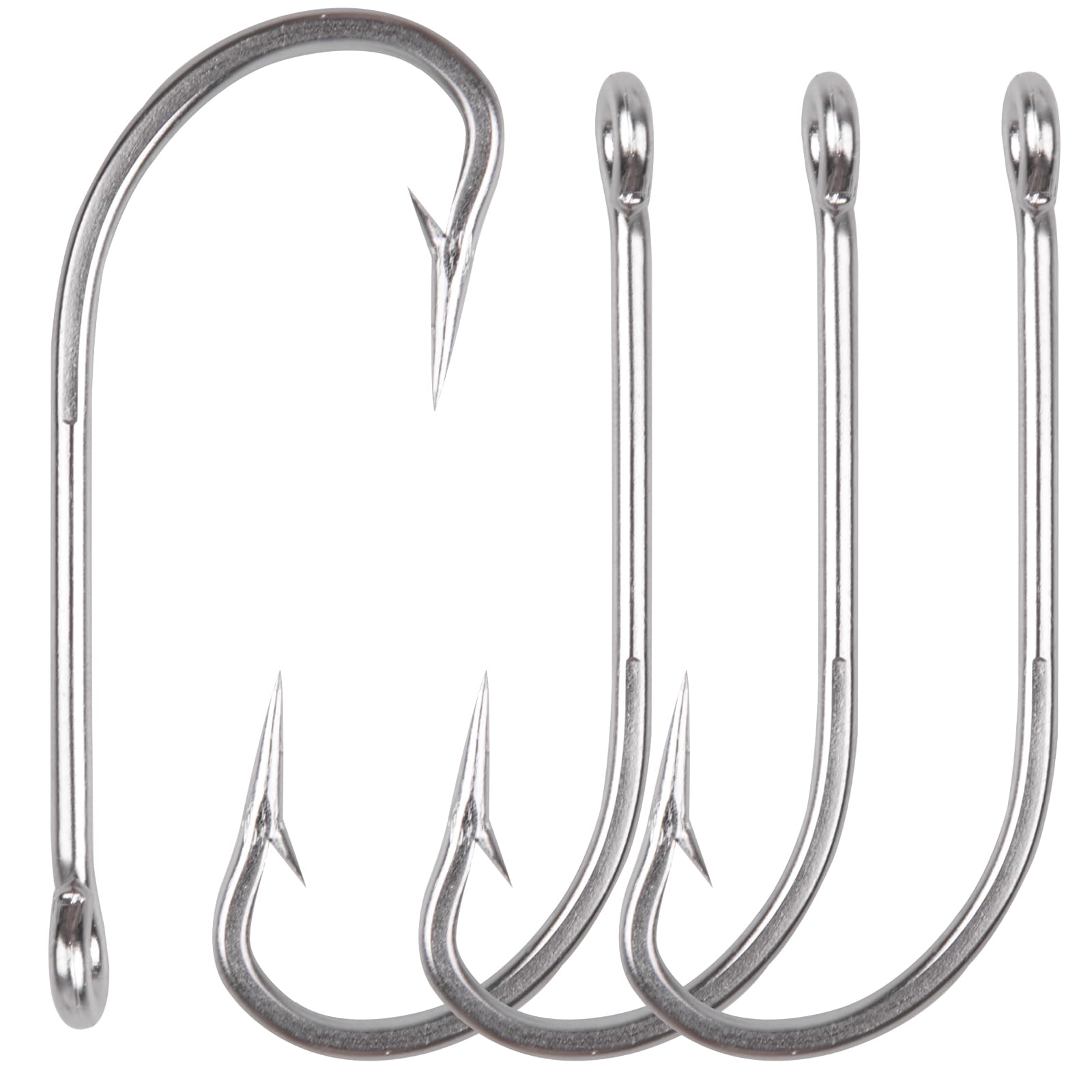 50pcs/lot Strong Stainless Steel O'shaughnessy Hooks 34007 Long Shank Saltwater Hook Trolling Fishing Hooks Set