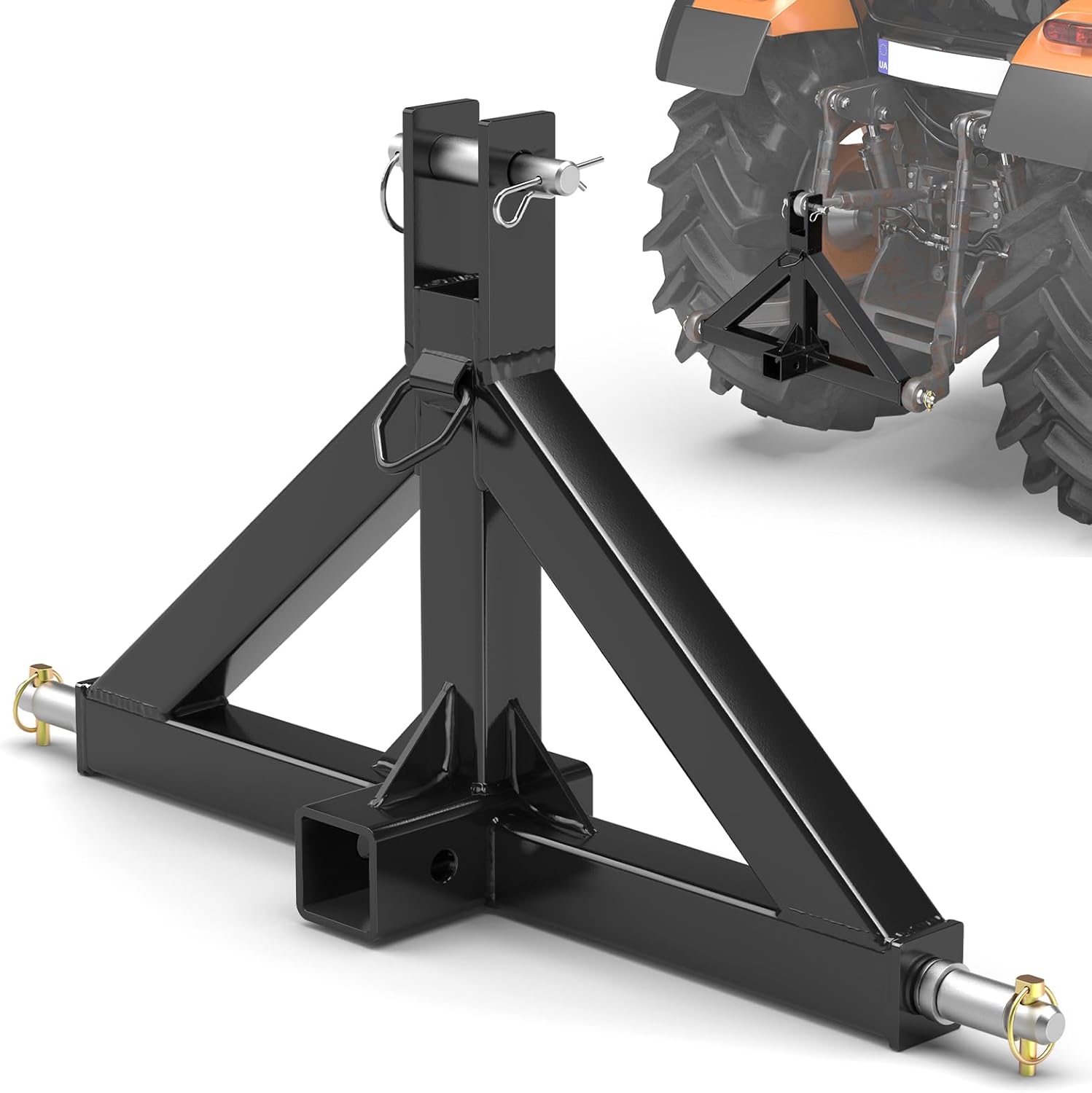 3 Point Trailer Hitch Receiver Quick Hitch Compatible Category 1 Tractors, Heavy Duty Tractor Drawbar Hitch Adapter Compatible with BX, Kubota, John Deere, NorTrac, Kioti, Yanmar