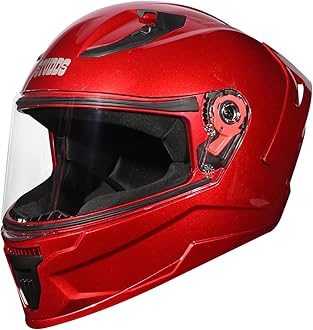 Studds Raider Super ISI Certified Full Face Helmet for Men and Women with Spoiler and Clear Visor (Cherry RED-XL), Motorcycling