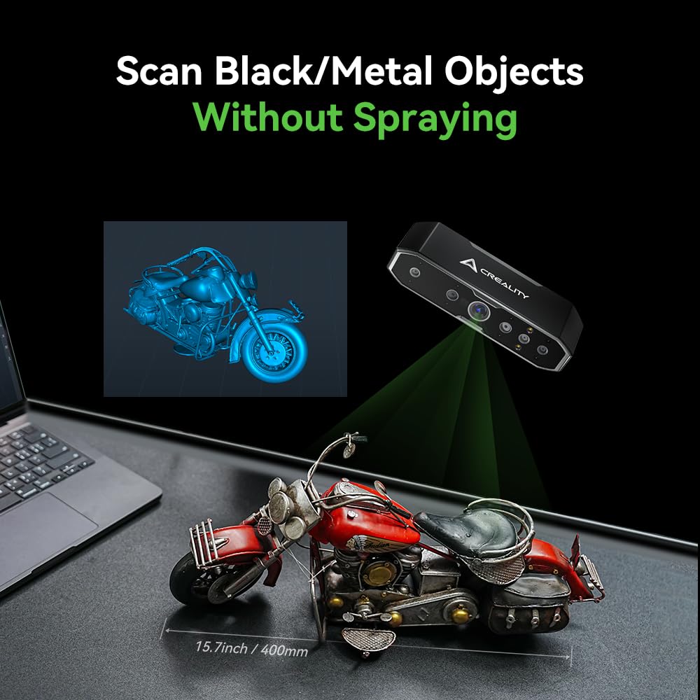 Creality CR-Scan Otter 3D Scanner, Vierlinsiges Stereosystem für 10-2000mm Objekt/Körper/Gesicht Vollfarbscannen, Bis zu 0,02mm Genauigkeit 20fps Geschwindigkeit (MacOS/Windows)