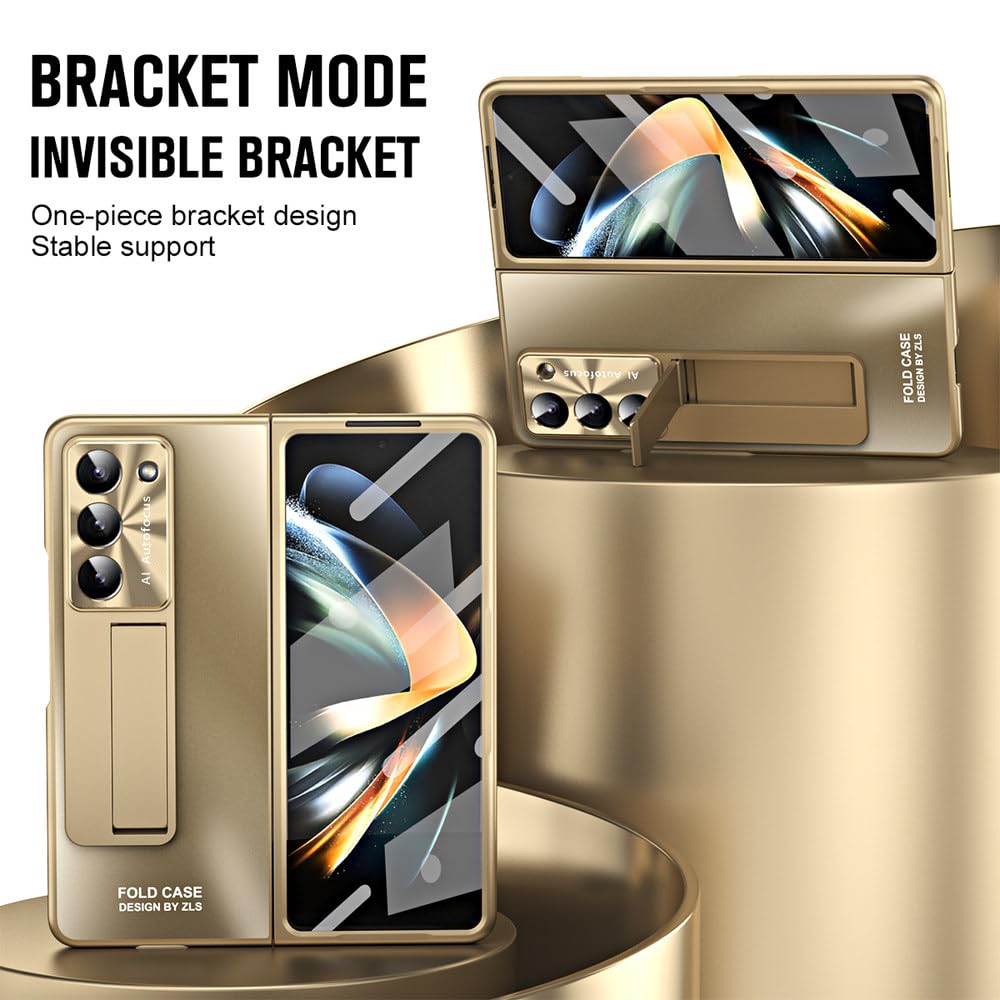para Samsung Galaxy Z Fold 5 Bisagra chapada en Caja con lápiz Protector de Pantalla Completa Cubierta Mate con Soporte, sin bolígrafo Negro, para Samsung Galaxy Z Fold 5