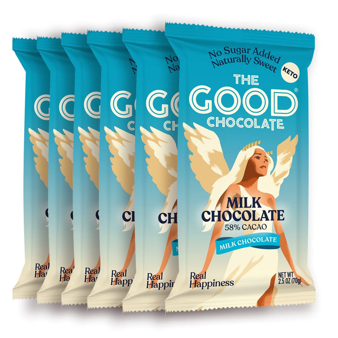 The Good ChocolateMilk Chocolate Bars with 80% Less Sugar & Lower Net Carbs – Keto Chocolate Bar with Lower Calories, All Natural and Non-GMO Keto Snacks, 2.5 oz (6 Bars Value Pack)