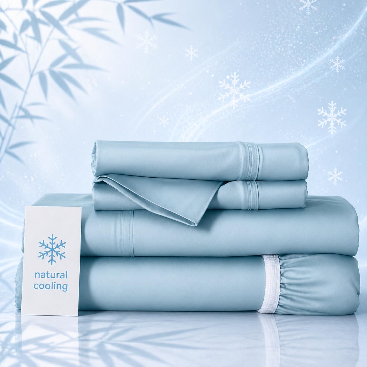 GOKOTTA 4-Pcs Full Sheet Set, 100% FSC® Certified Rayon Derived from Bamboo Sheets, 15" Pocket Full Size Bed Sheets with Elastic Corner Straps, Cooling Sheets for Hot Sleepers, Soft & Breathable — image 1