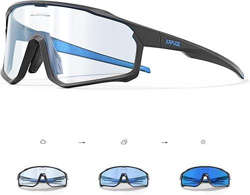 KAPVOE Gafas de ciclismo fotocromáticas para hombres y mujeres, gafas de sol transparentes para bicicleta de montaña, MTB para transición, triatlón,