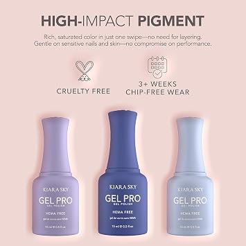 KIARA SKY Gel Pro HEMA-FREE Gel Polish Collection, 0.5 Fl Oz in each Bottle, 150 Colors