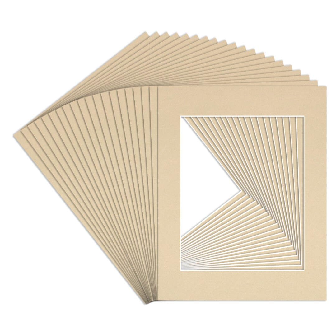 Procut Global 14x11" Ivory Picture Mounts to Fit 10x8" Aperture - Precision Cut Cardboard Photo Mount - Ideal for Frames, Prints, Artwork & Certificates - Sizes & Colours Available - 20 Pack