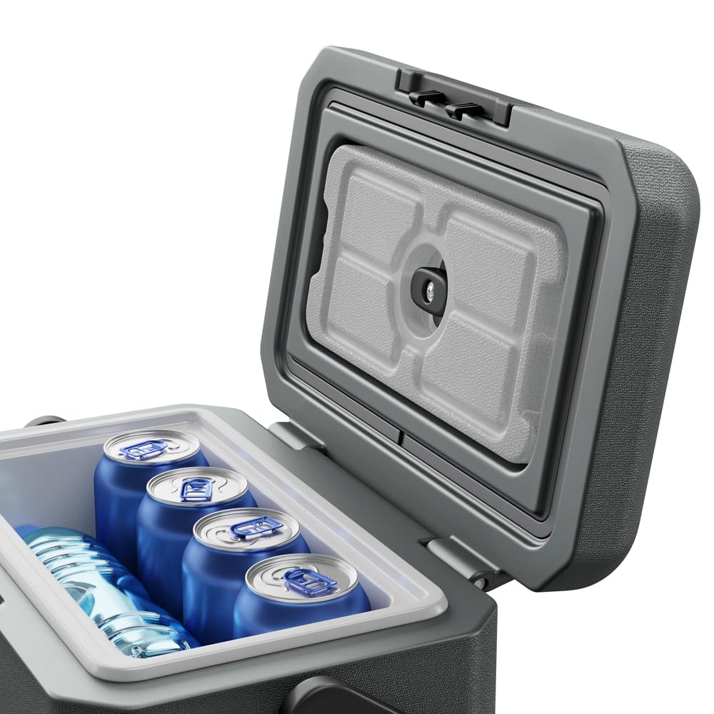 Yolco ET8 Carbon lodówka podróżna mini przenośna elektryczna lodówka z kompresorem 12/24 V DC do samochodu, ciężarówki, łodzi i gniazdka z przyłączem USB, -20°C, szara