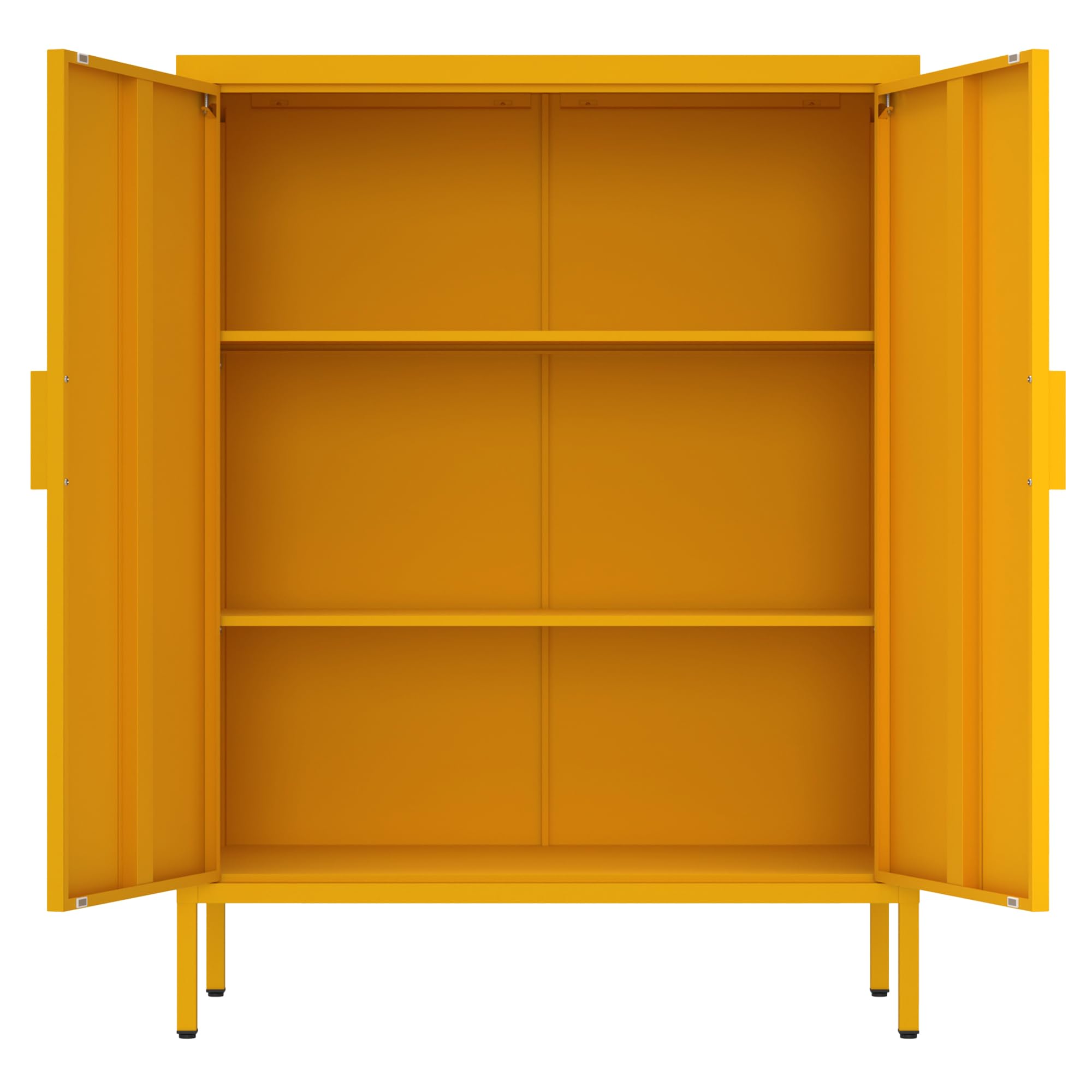 Brigros - Credenza Metallo 2 Ante 80x38x100 cm con 3 Ripiani, Mobile Dispensa Moderna Salvaspazio Stile Industriale per Cucina, Soggiorno, Ingresso Linea Pop, Colore Senape