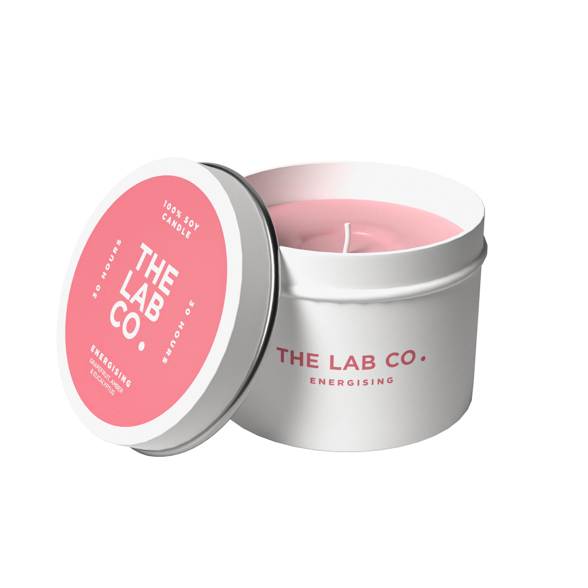 The Lab Co. Luxury Scented Candle | 30hrs Burn Time | Energising Fragrance with Grapefruit, Amber and Eucalyptus | 100% Vegan Soy Wax | 180g Wax Weight