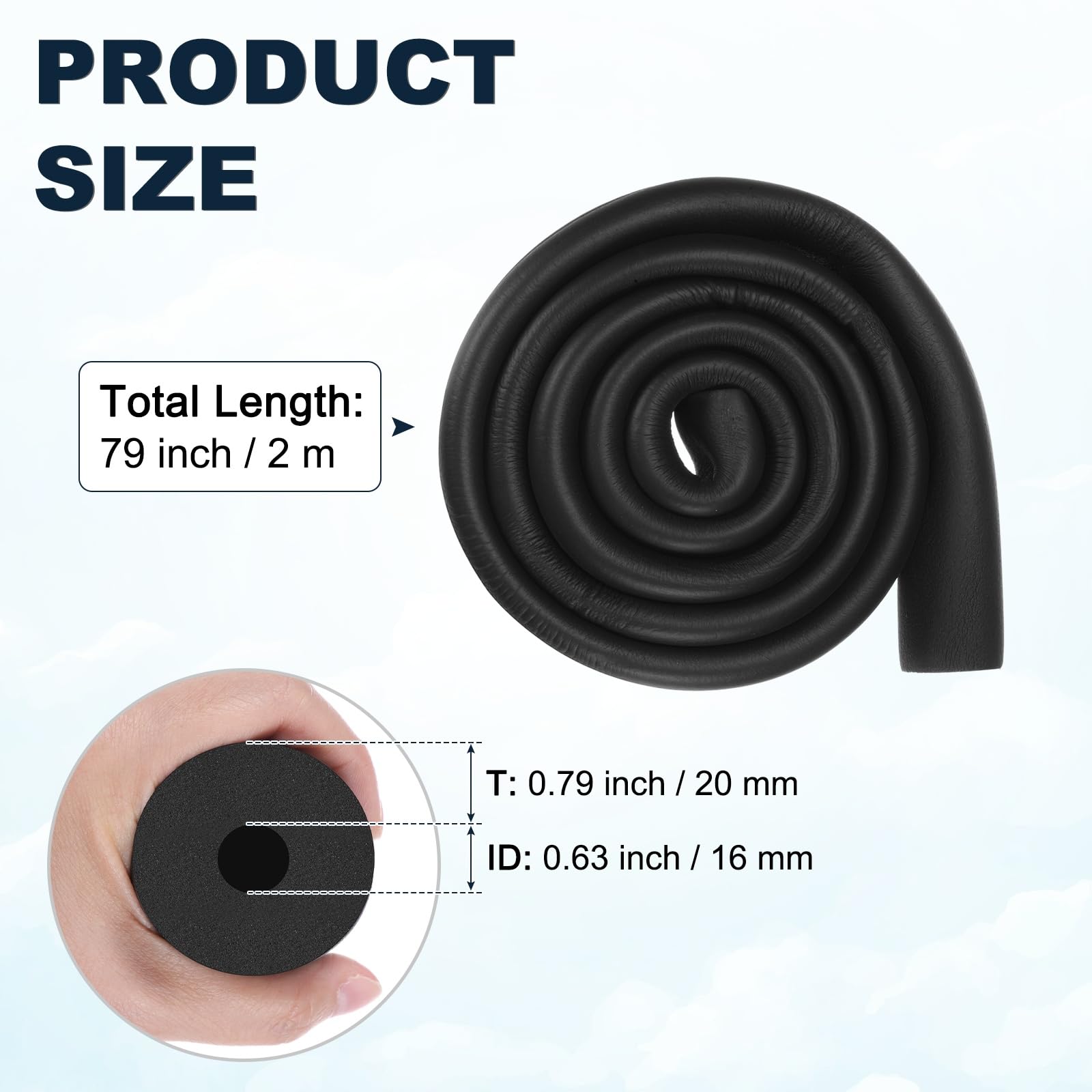 M METERXITY Tube D'Isolation En Mousse Pour Tuyaux Couverture Creuse Black