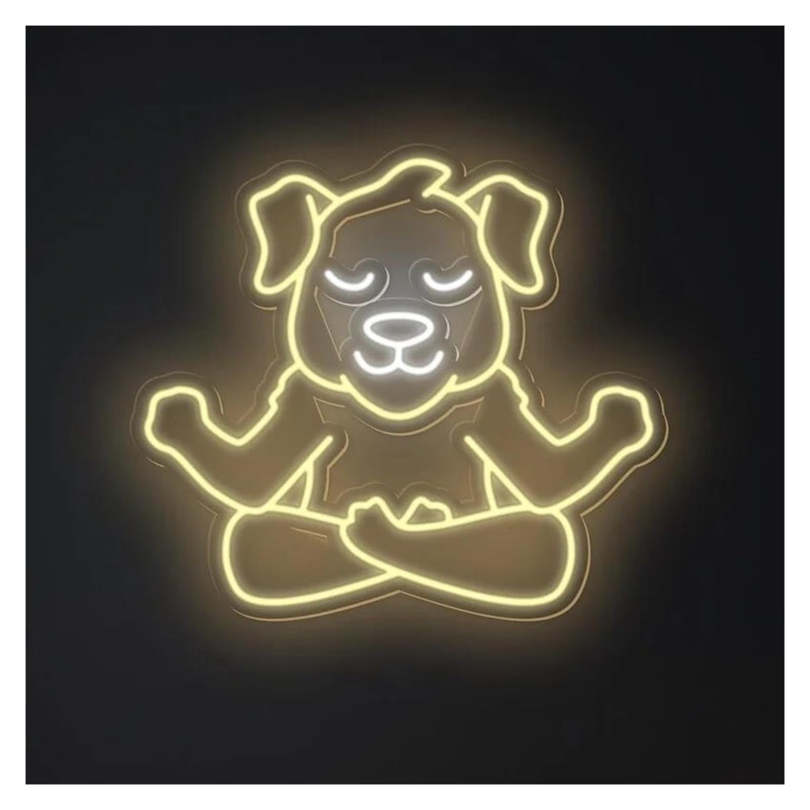 SHOUXI Sign Lamp Cute Dog Meditation Pose Neon Sign Yoga Dog Light for Gym Yoga Studio Office Bedroom Decor Dimmable USB Powered Lamp 45cm(B)