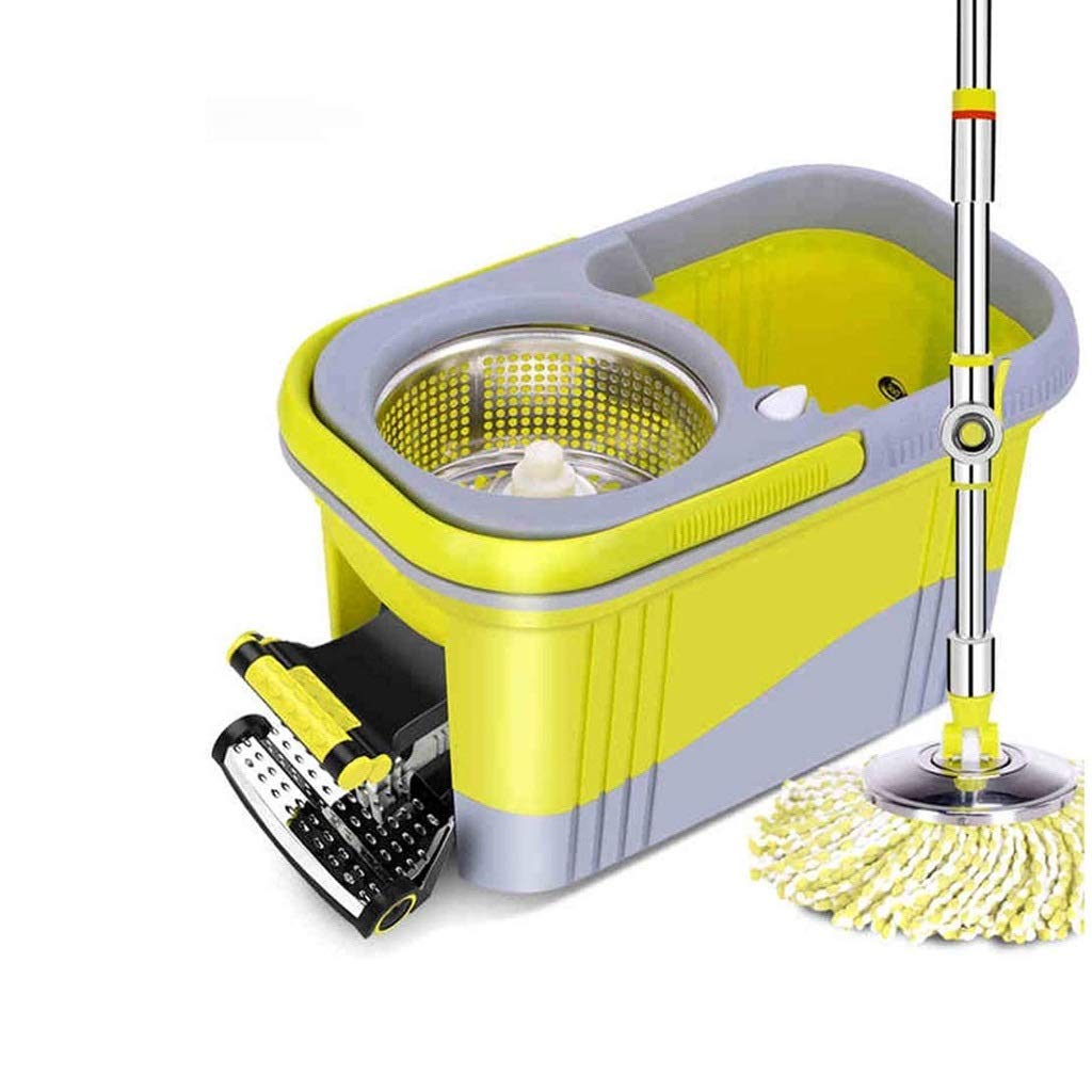 Balai rotatif essorage automatique en acier inoxydable avec pédale et seau pour le nettoyage des sols
