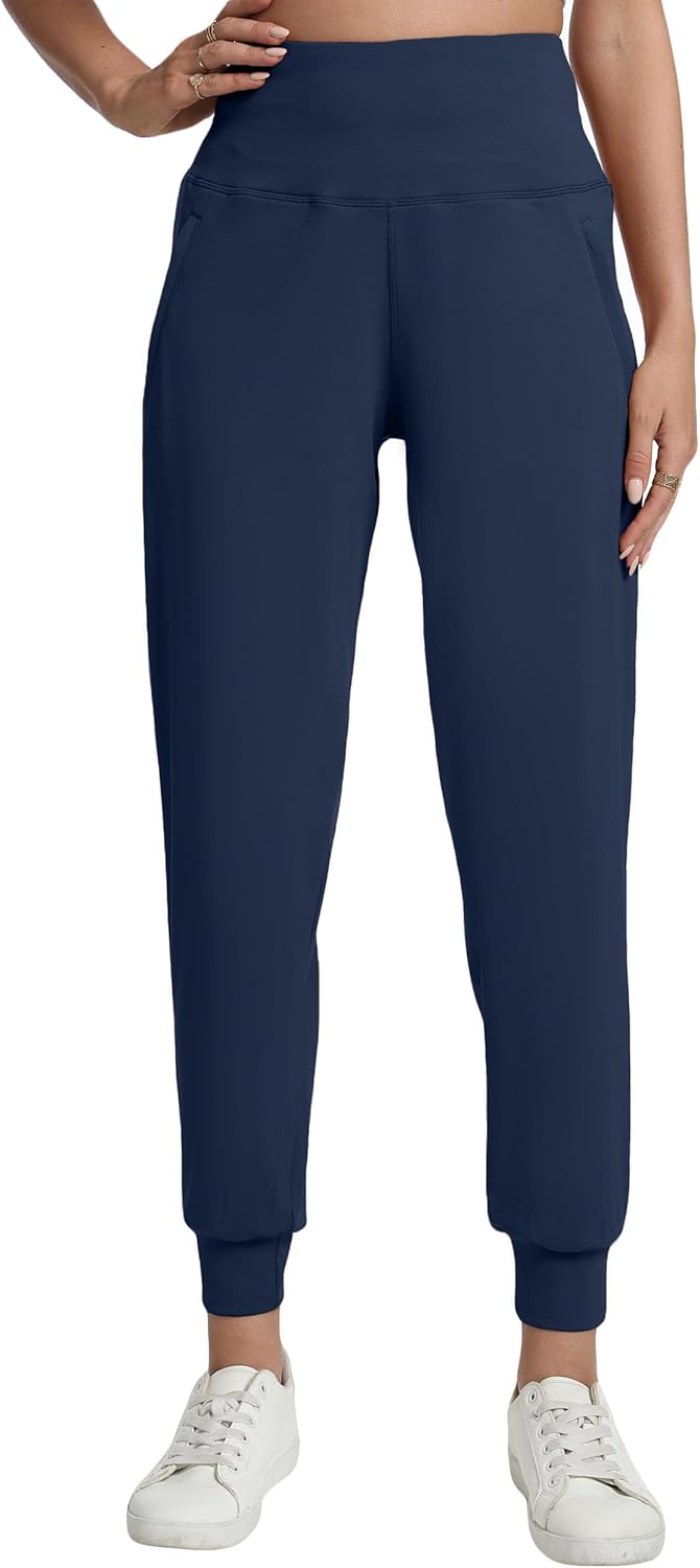 Women's Yoga Joggers with Zipper Pockets - Lightweight High Waist Pants for Gym, Running, Workout, Casual
