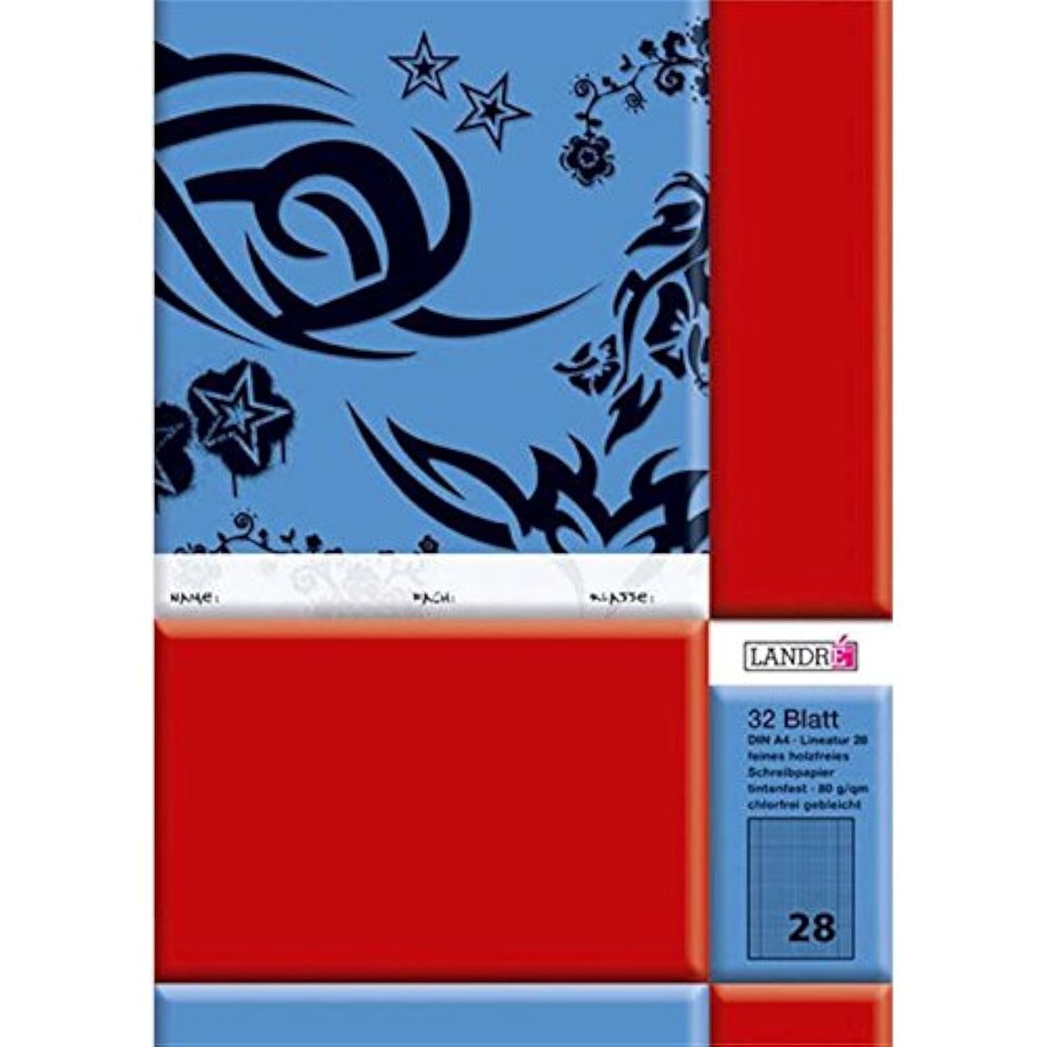 LANDRÉ 100050059 LandR Exercise Book DIN A5, Kariert, 32 Pages