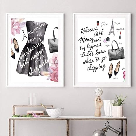 Amazon Co Jp ファッションメイク見積もりプリントスカート口紅北欧ポスター女の子ギフト水彩壁アートキャンバス絵画女の子部屋の装飾アートワーク 40x60cmx2フレームなし ホーム キッチン