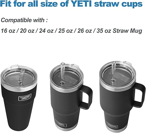 Miniatura 3 de LUOLAO Tapón de silicona para derrames compatible con vaso de paja YETI, accesorios para vasos que incluyen 2 tapas de cubierta de pajilla, 2