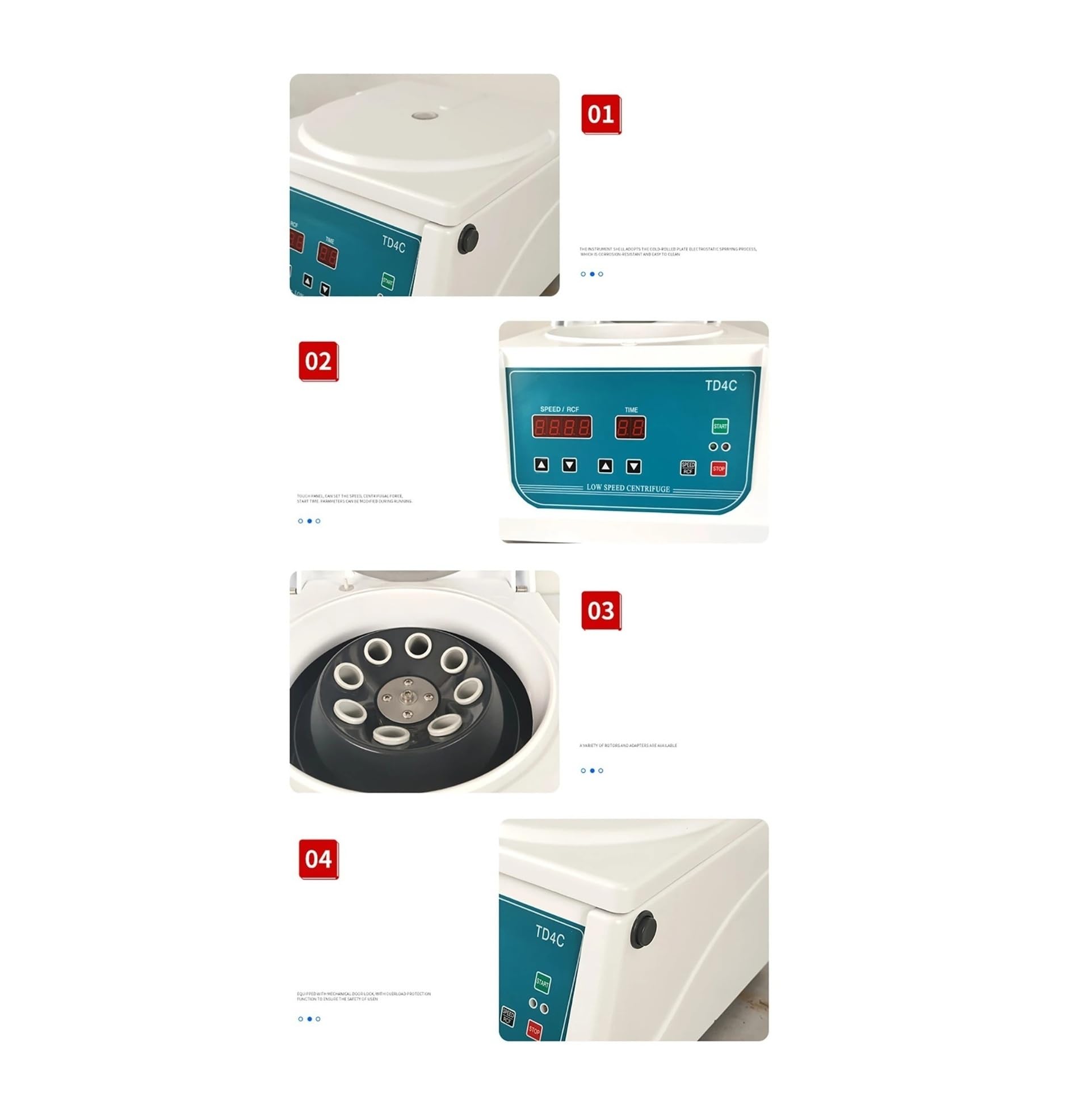 Centrífuga De Baja Velocidad 0-4000RPM Máquina Centrífuga De Práctica De Escritorio Ajustable 2150XG Con Temporizador Y Pantalla LCD Control de velocidad | 12X5/10ML