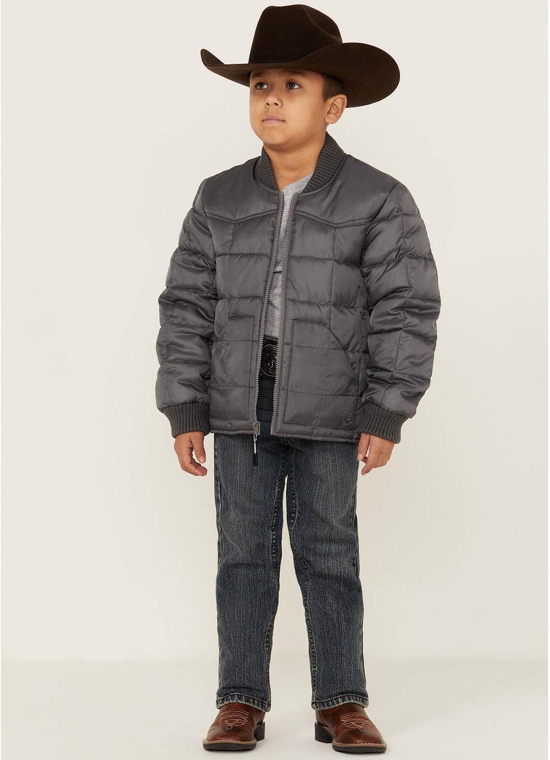 Roper Boys' Grey Rangewear Poly Filled Down Jacket Grey Medium